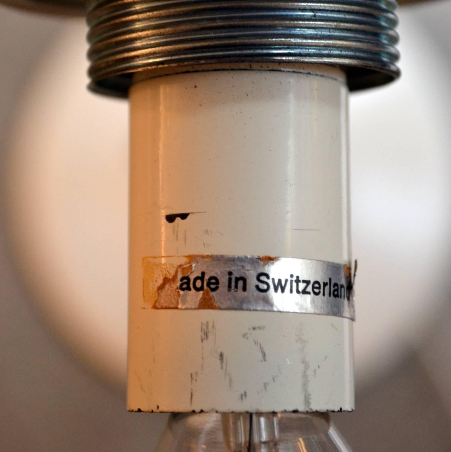 Metal White and Opaline Glass Globes Floor Lamp Temde Swiss , 1970s