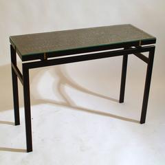 Console / Desk with Early 20th Century Printing Letters Top on Metal Frame