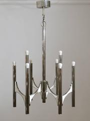 Chandelier in Chrome and Cream by Gaetano Sciolari