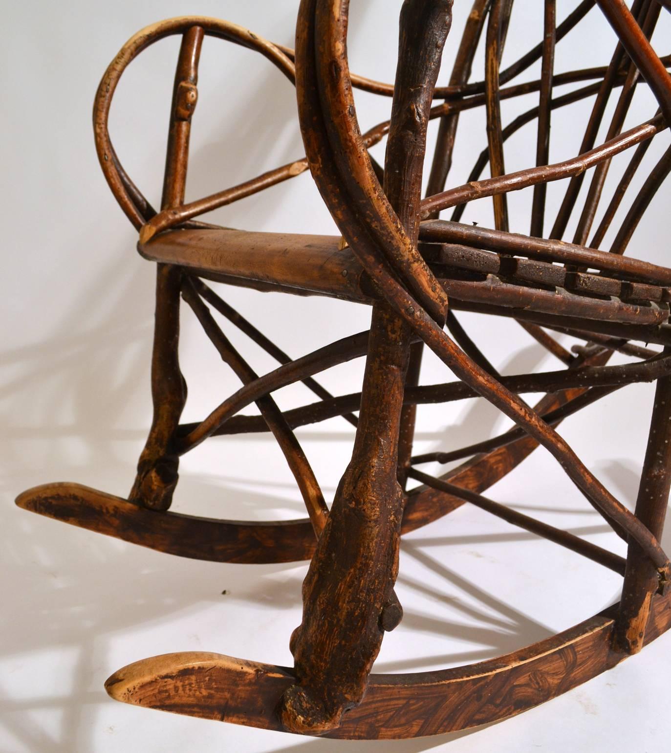 Early 20th Century Scandinavian Rocking Chair Bent Wood Willow 3