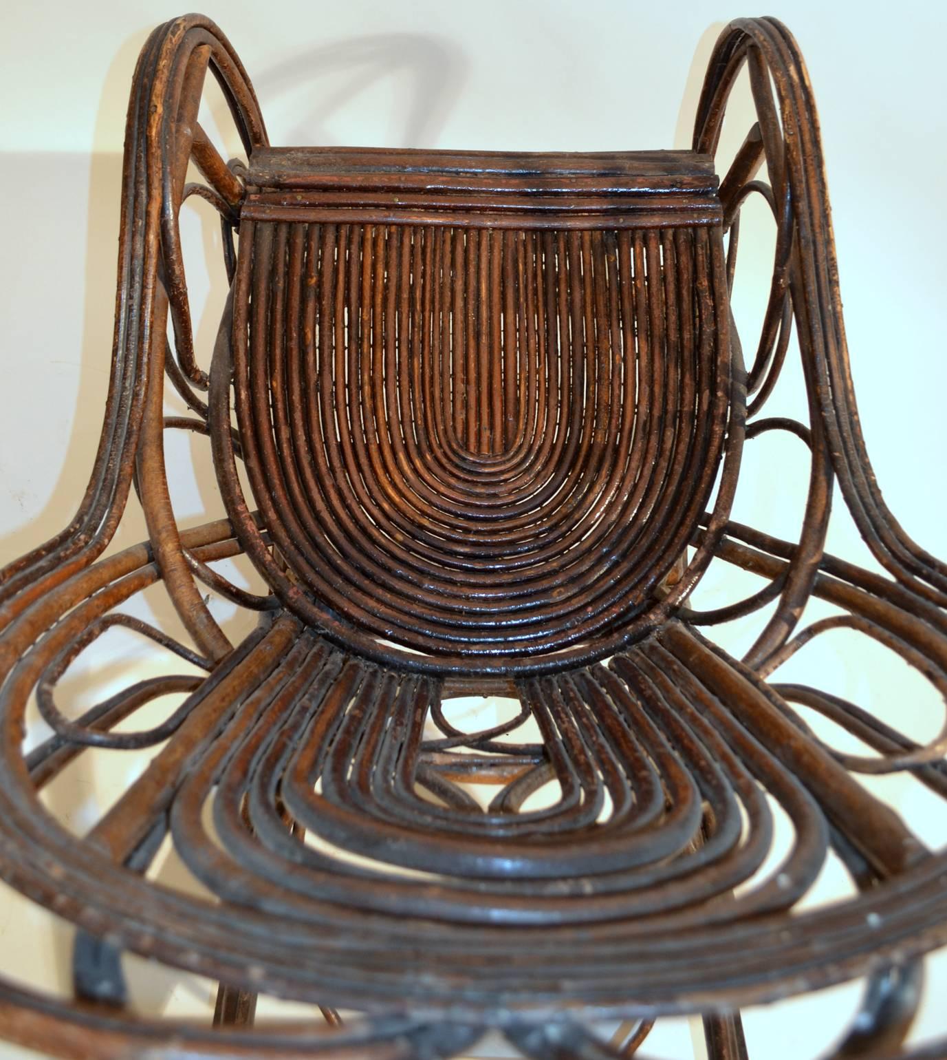 Bentwood Early 20th Century Swedish Rocking Chair in Bent Wood Willow