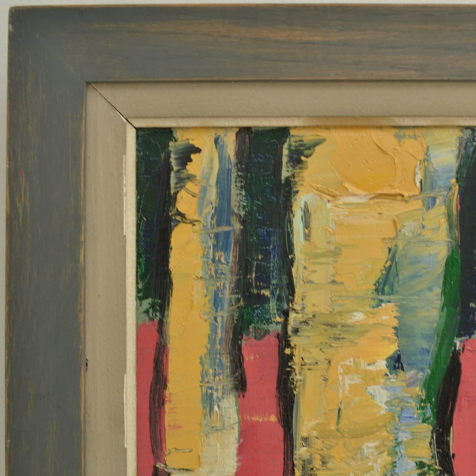 Großes expressionistisches farbenfrohes Landschaftsgemälde mit Bäumen von Rafael, 1980er Jahre (Leinwand) im Angebot