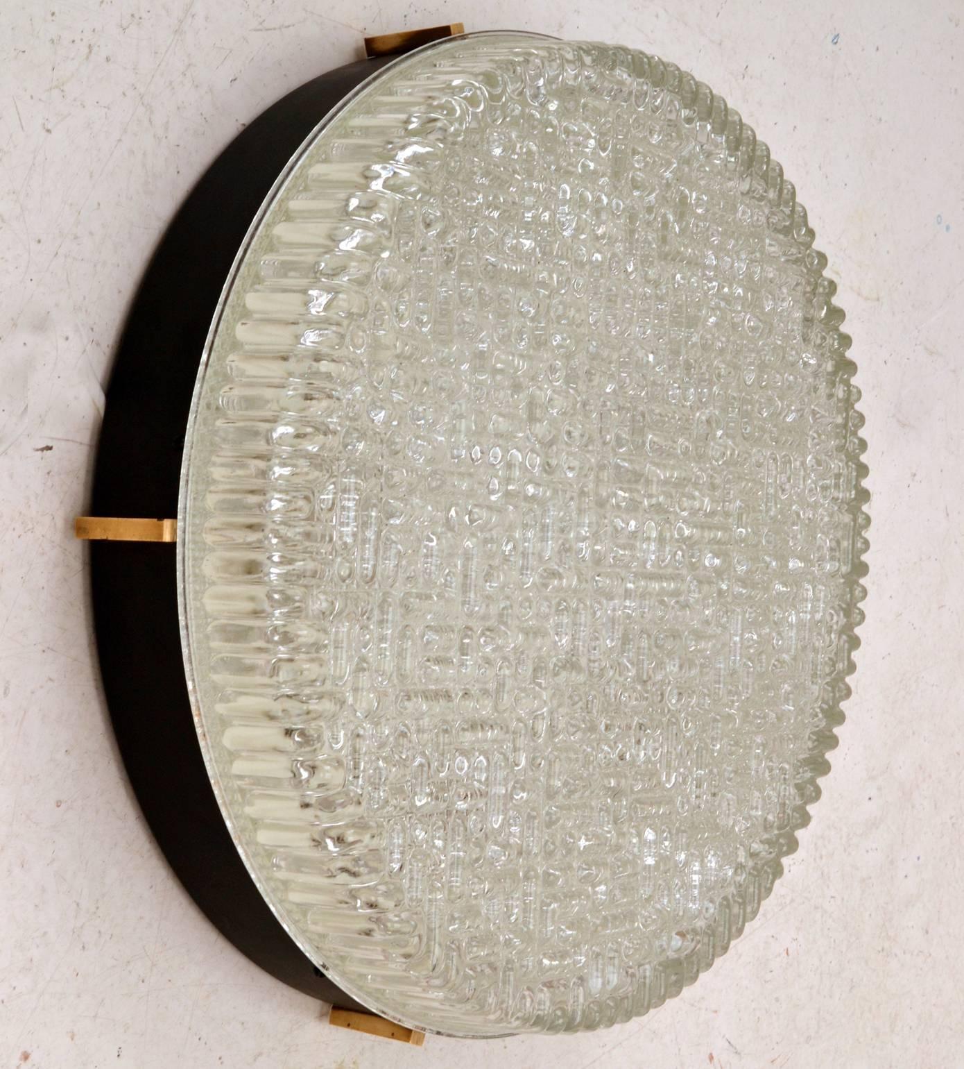Mid-Century Modern Large Flush Mount Glass Pendant of Wall Lights by N Leuchten, 1960s For Sale