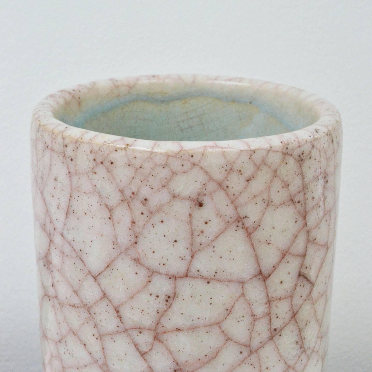 Mid-20th Century Set of Three 1960s White Ceramic Cylinder Vases by Groeneveldt, Netherlands