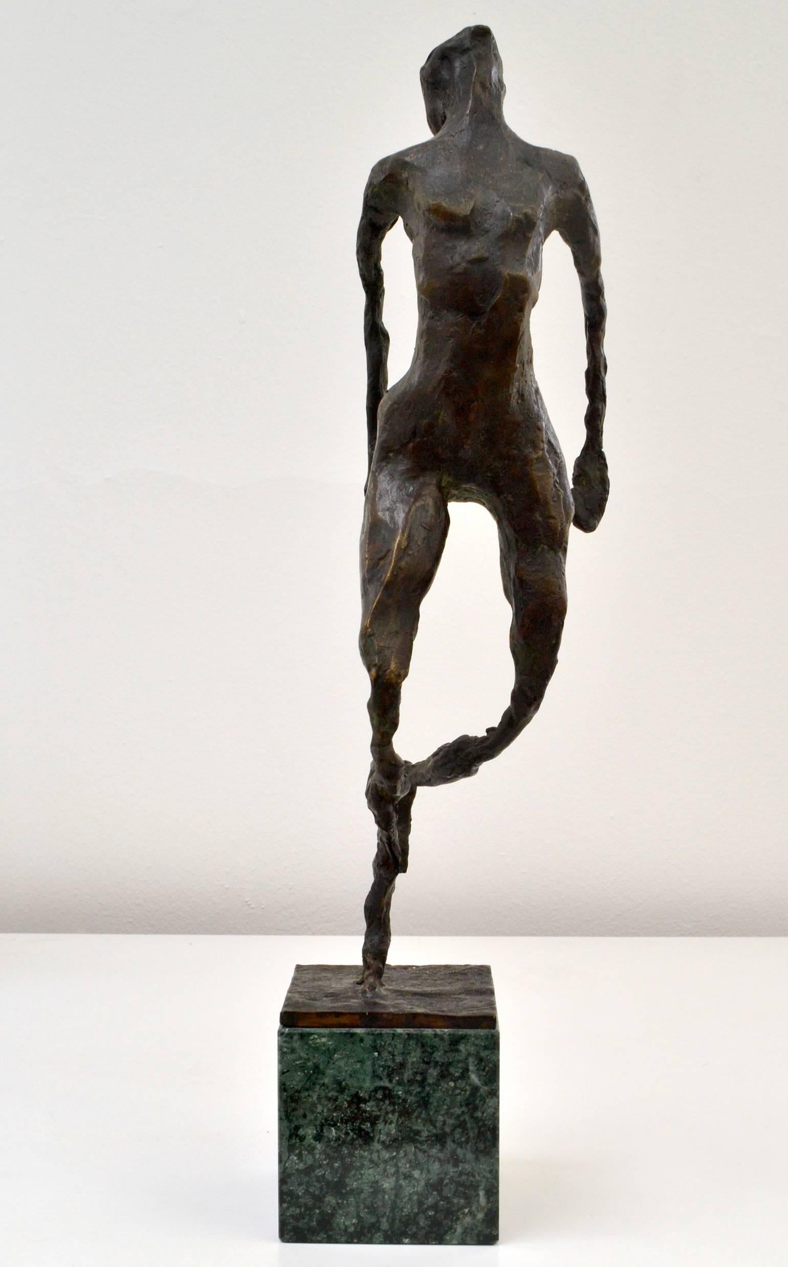 Cast Dynamic Sculpture of a Dancing Figure in Bronze by Frijling, Dutch, 1980s