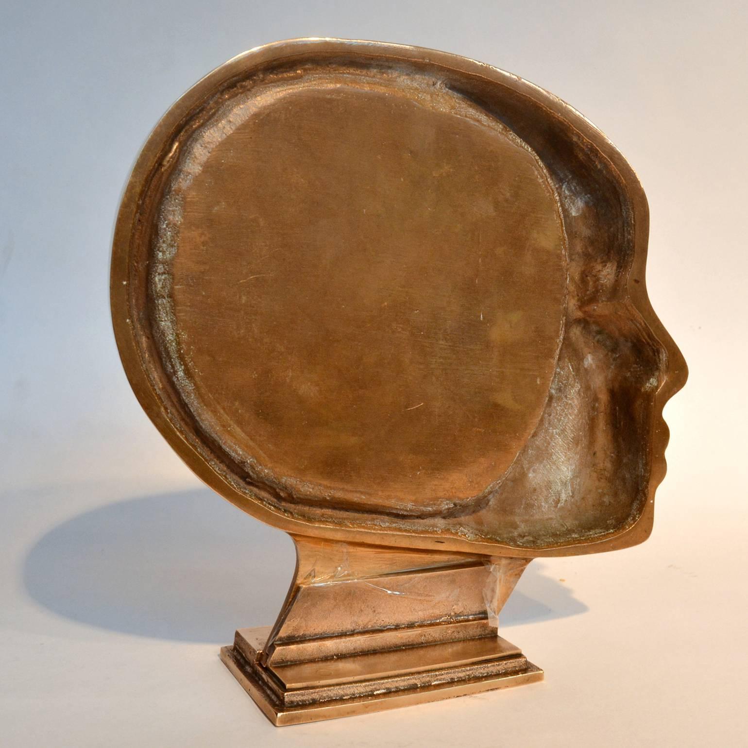 Late 20th Century Surrealist 1980's Bronze Sculpture of Face in Silhouette by Raf Verjans, Belgium