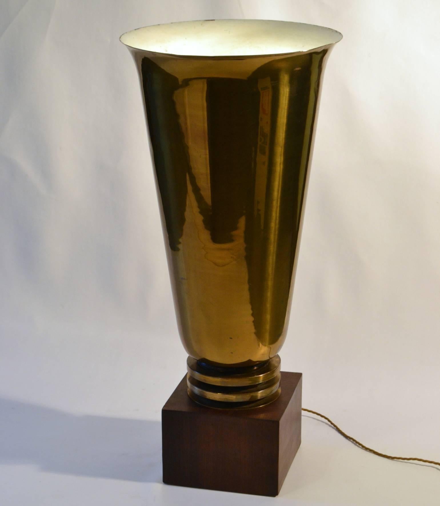 French Large Art Deco Torchiere Lamp in Brass from France, 1920s