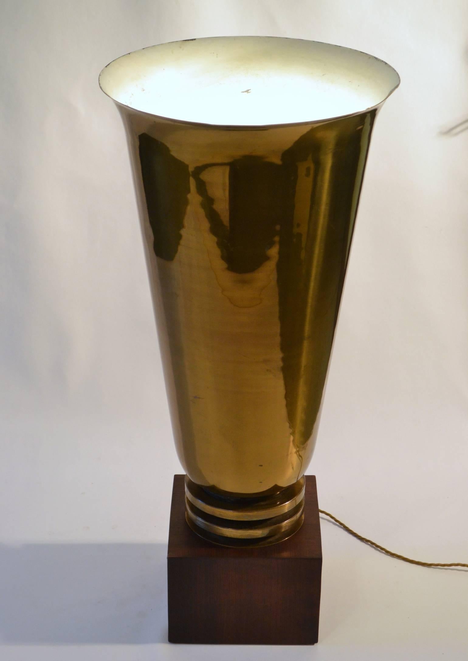 Spun Large Art Deco Torchiere Lamp in Brass from France, 1920s