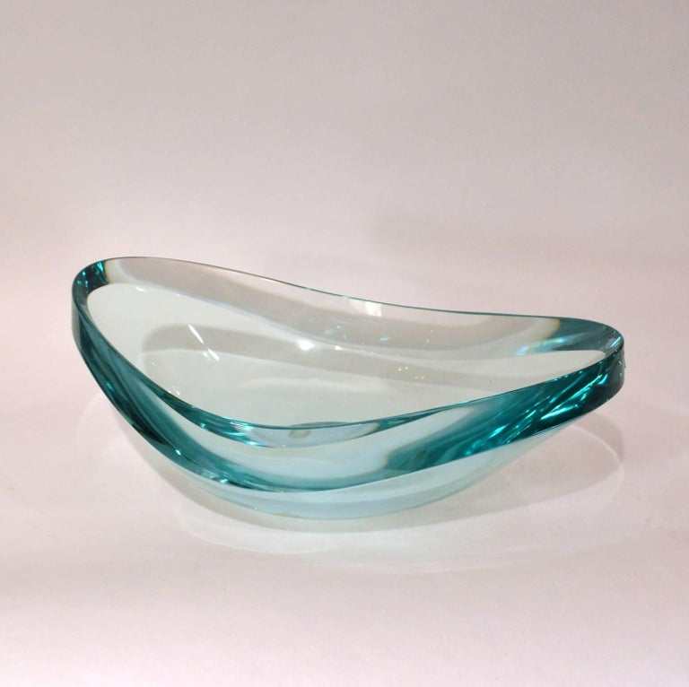 Large Oval Crystal Glass Bowl by Fontana Arte, 1960s at 1stDibs large