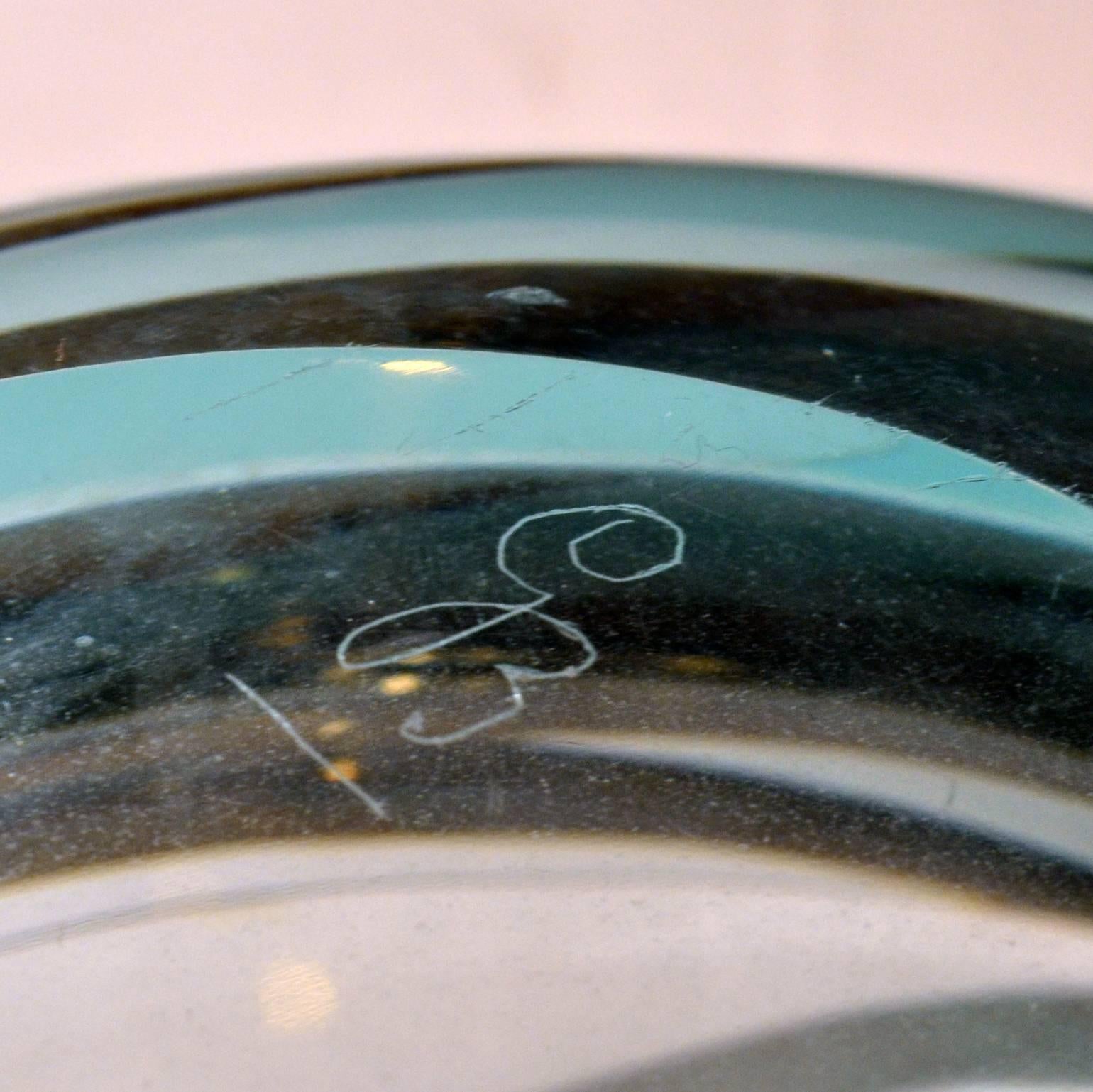 Blown Glass Large Oval Crystal Glass Bowl by Fontana Arte, 1960s