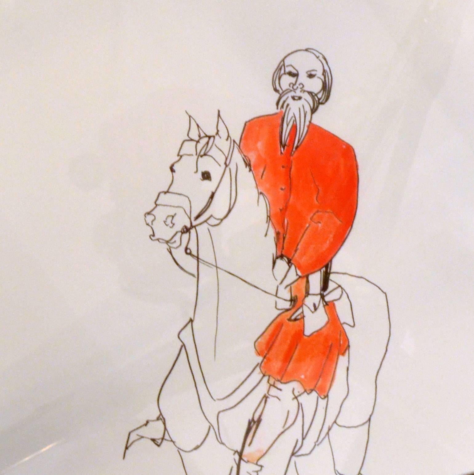 Paper Four Gothic Drawings of Medieval Men on Horseback from the 'Canterbury tales'