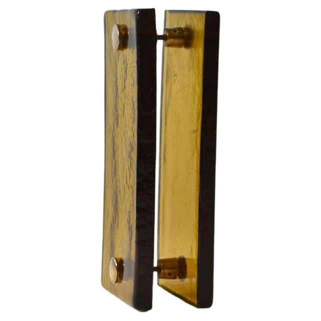 Pair of Large Orange Glass Push and Pull Door Handles, French 1960
s