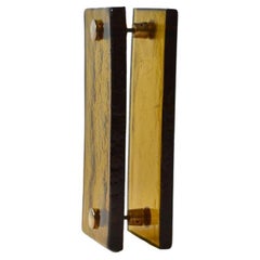Pair of Large Orange Glass Push and Pull Door Handles, French 1960's