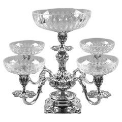 Vintage Reed & Bartron (166 Silverplate, Hollowware) Epergne with Glass Liners