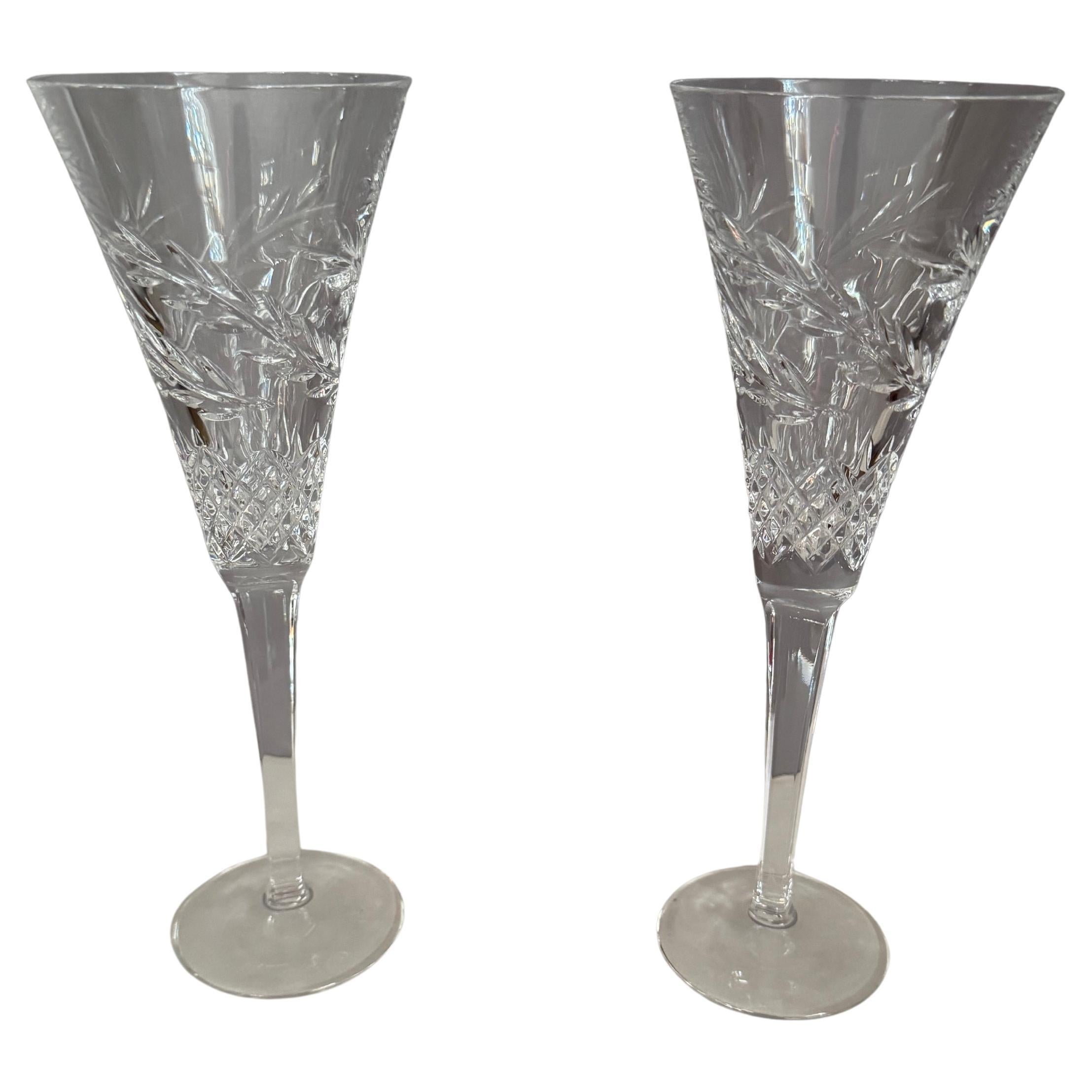 Vintage Waterford "Celebration Toasting Flutes" Set di successo di 2 pezzi