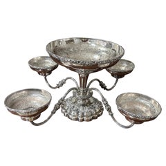 Epergne ancienne en argent Ellis Barker fabriquée en Angleterre