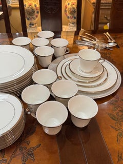 Solitaire" Fine China Dinnerware Set - Platinum Trim set for 11