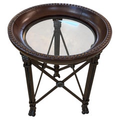 Maitland Smith Regency style iron and brown end table