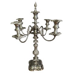 Candelabro vintage a 5 bracci placcato argento, primi anni del XX secolo