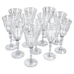 Vintage Tiffin Franciscan Byzantine Etched Crystal Wine Glasses set of 12