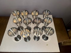 Set di 12 calici vintage E.L. de Uberti DUL1 placcati in argento, prodotti in Italia