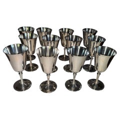 Set di 12 calici vintage E.L. de Uberti DUL1 placcati in argento, prodotti in Italia