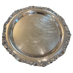 Vassoio da portata vintage Oneida Heirloom “Venetian Scroll” da 17” in argento placcato