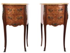 Pair of French Louis XV Style Petite Commodes