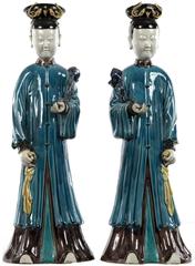 Pair of Porcelain Figurines of the Chinese Immortal God Lu