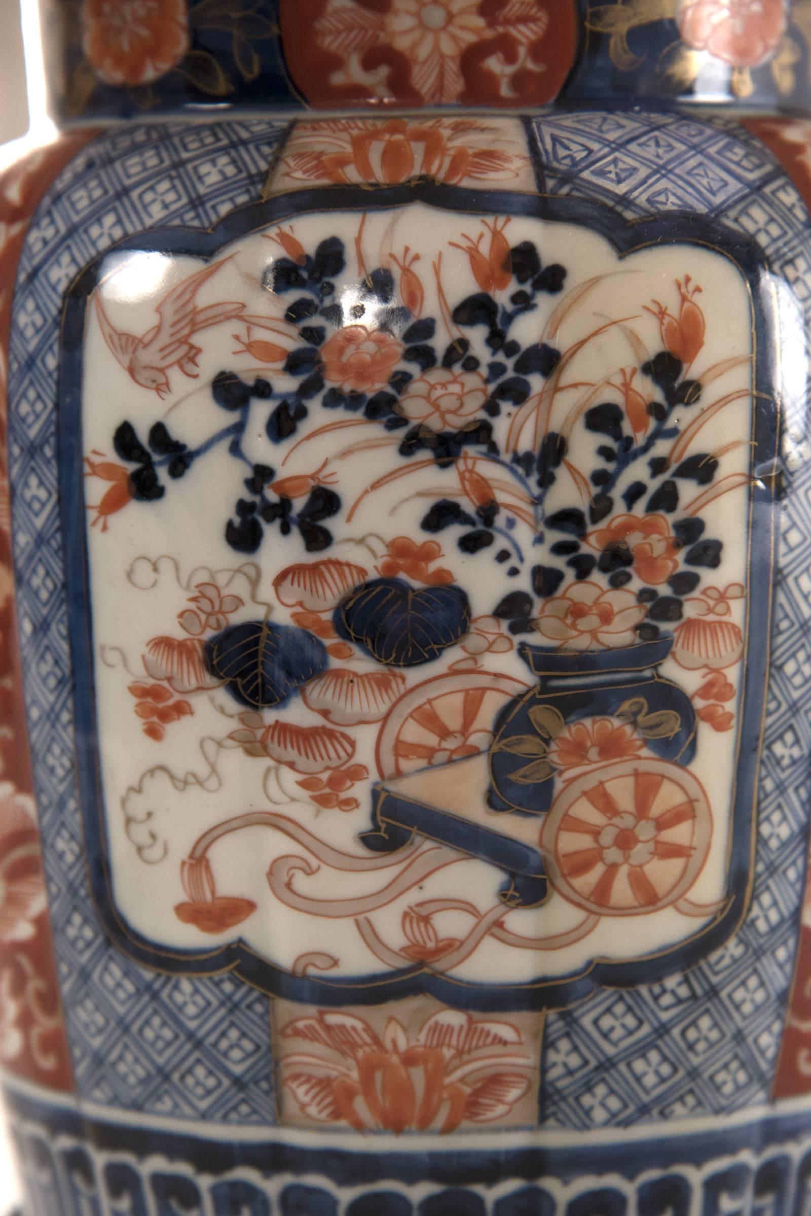 19th Century Japanese Imari Ovoid Porcelain Urn Table Lamp 1