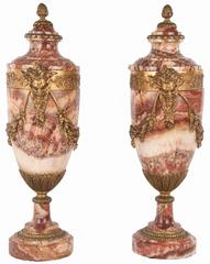 Pair of Louis XVI Style Marble and Ormolu Urns