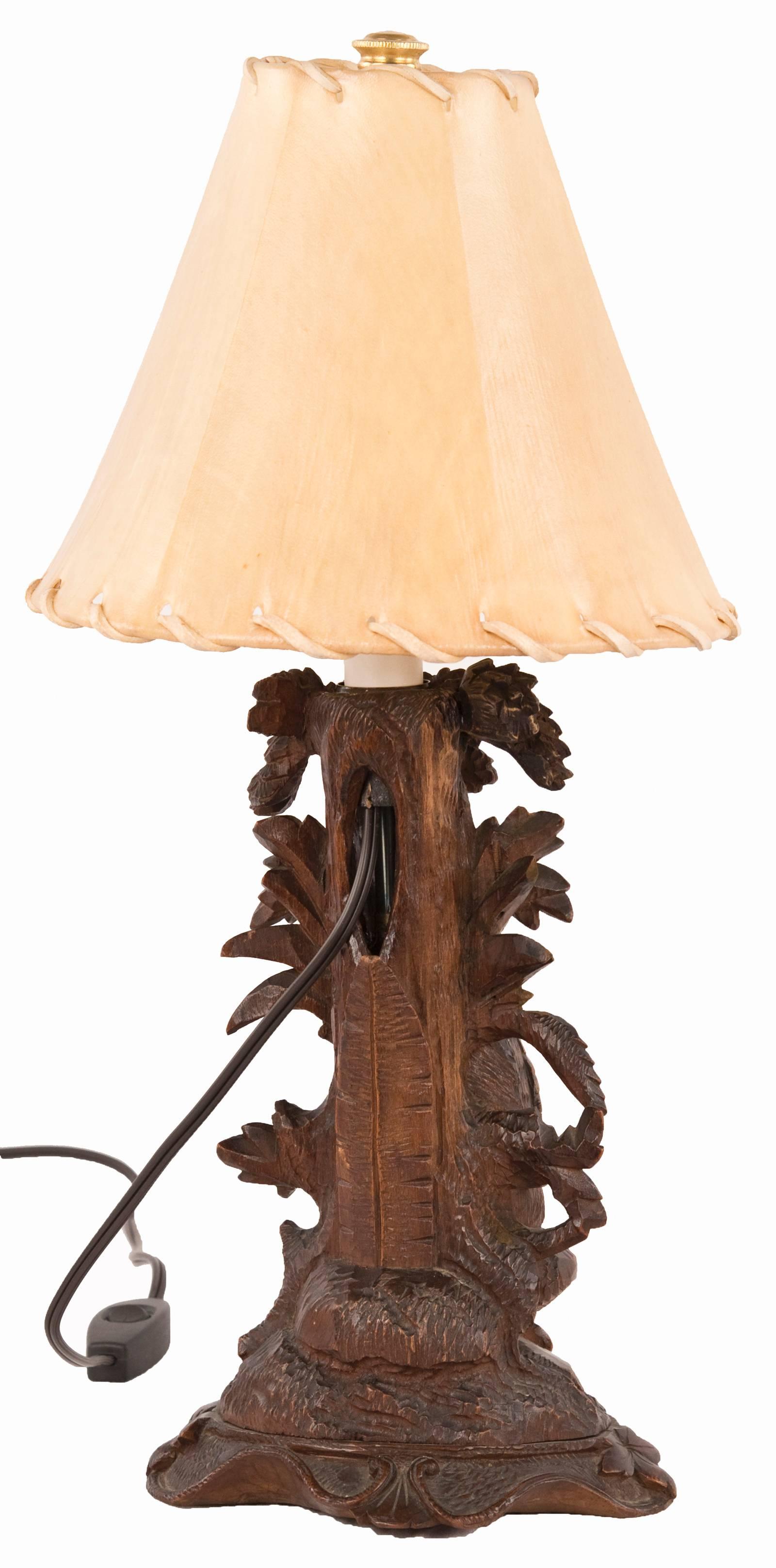 carved wood table lamp