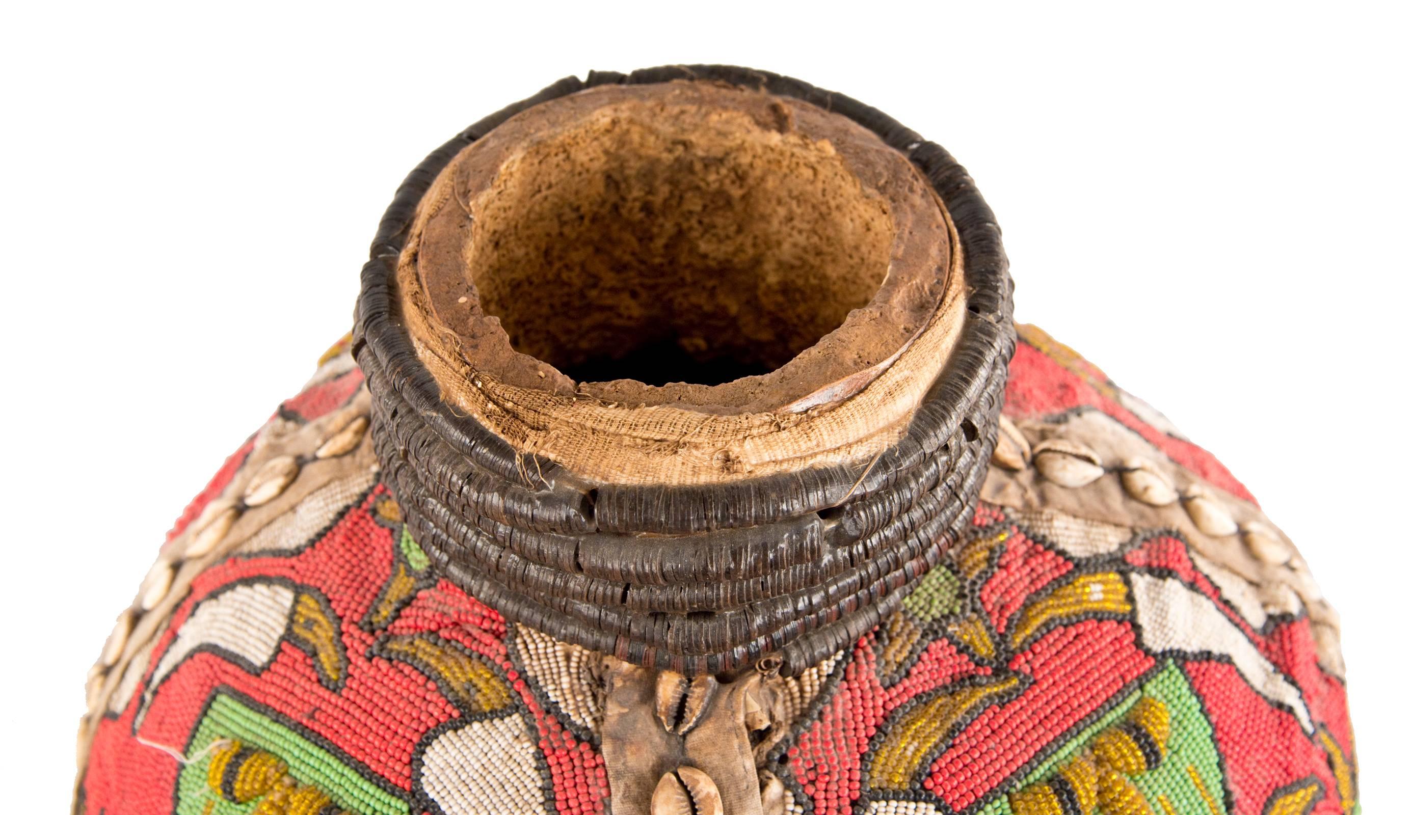 Nigerian Yoruba, Nigeria Beaded Gourd with Lid