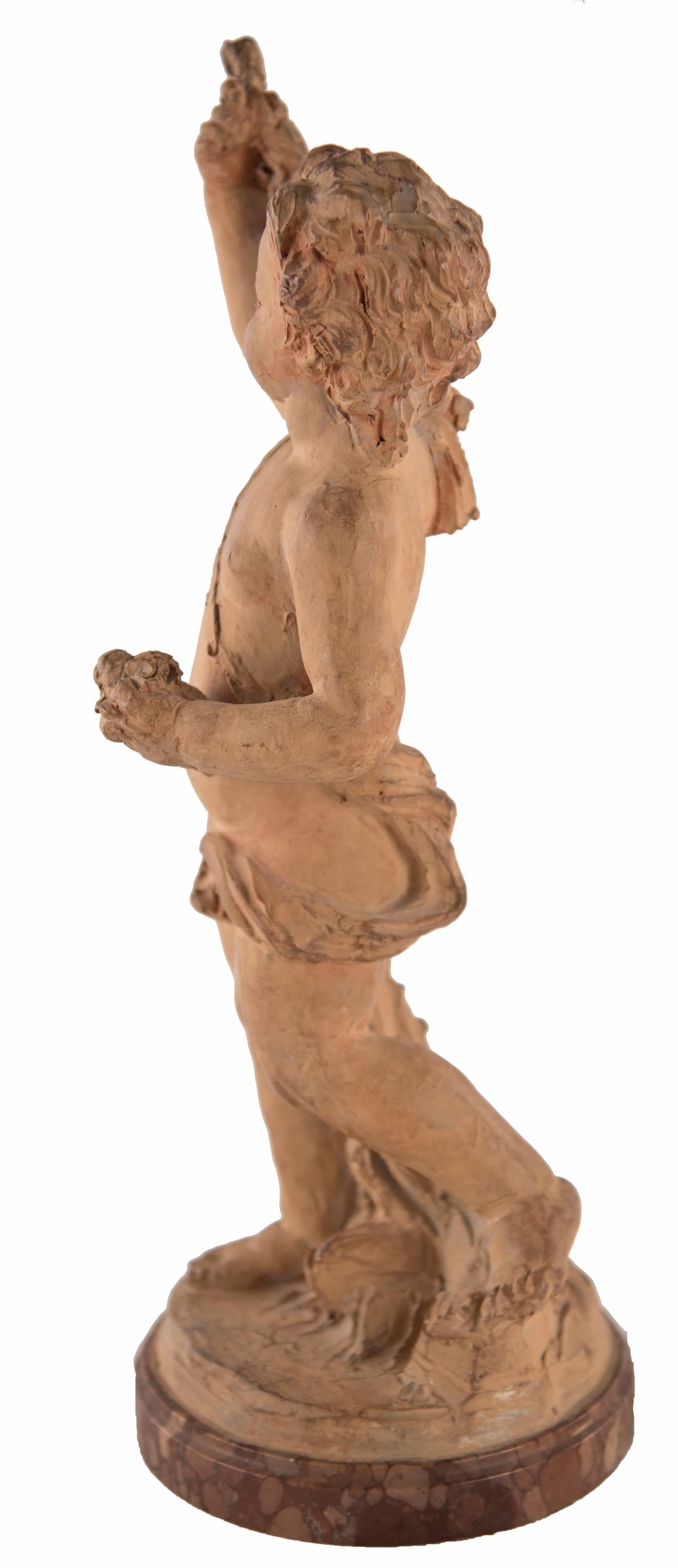 18th Century Terracotta Cherub Figurine In Good Condition For Sale In Salt Lake City, UT