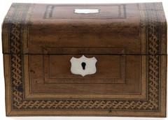 Decorative Walnut Box with Inlaid and Etched Designs