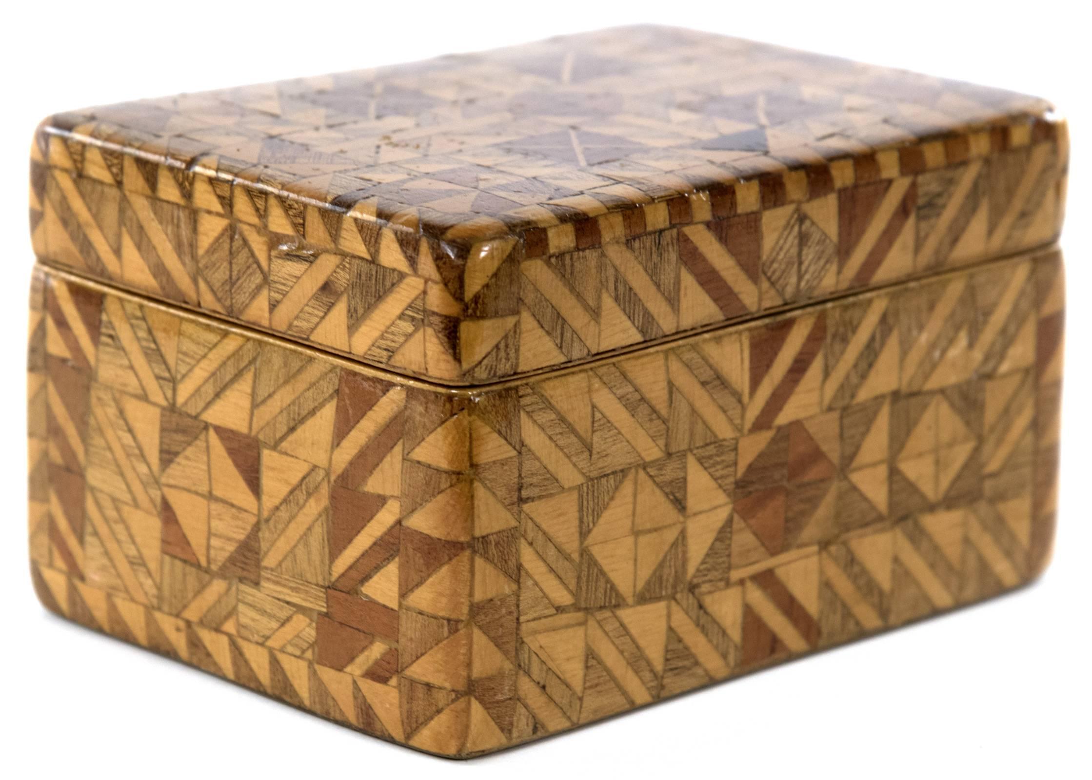 North American Decorative Box with Parquetry Geometric Design
