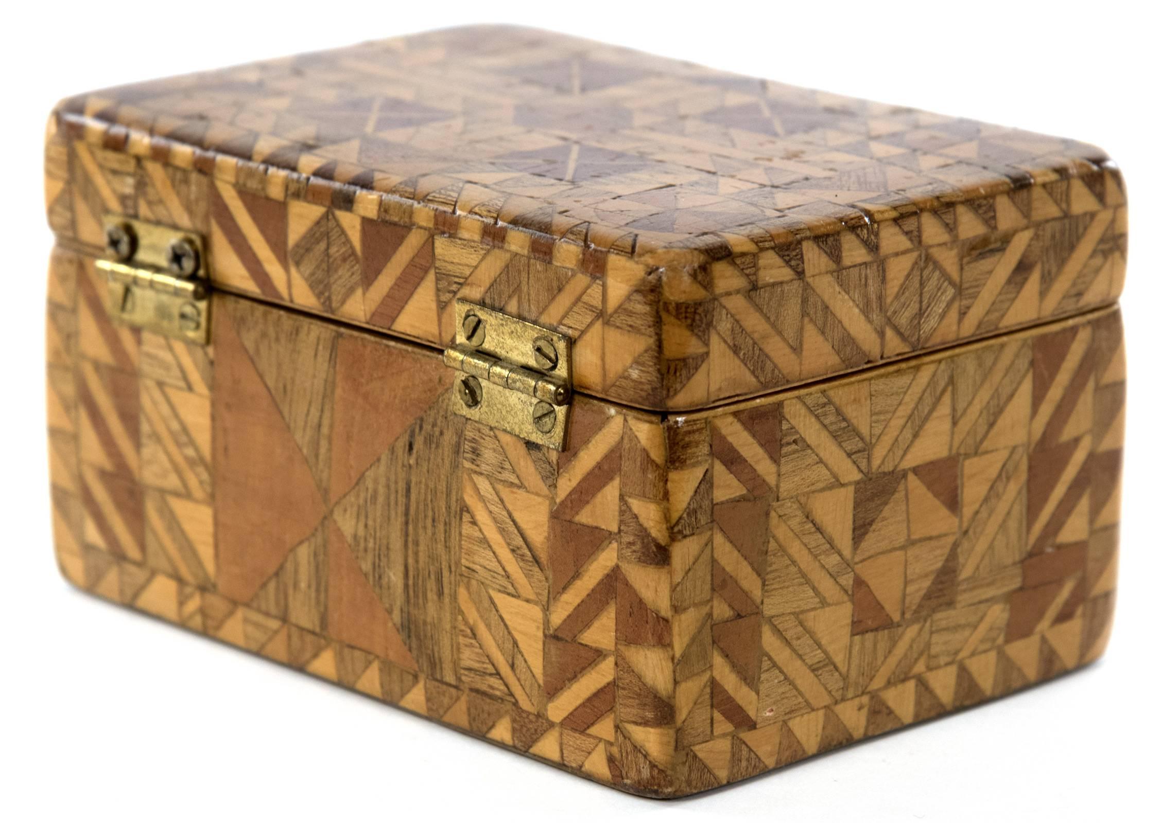 Decorative Box with Parquetry Geometric Design In Good Condition In Salt Lake City, UT