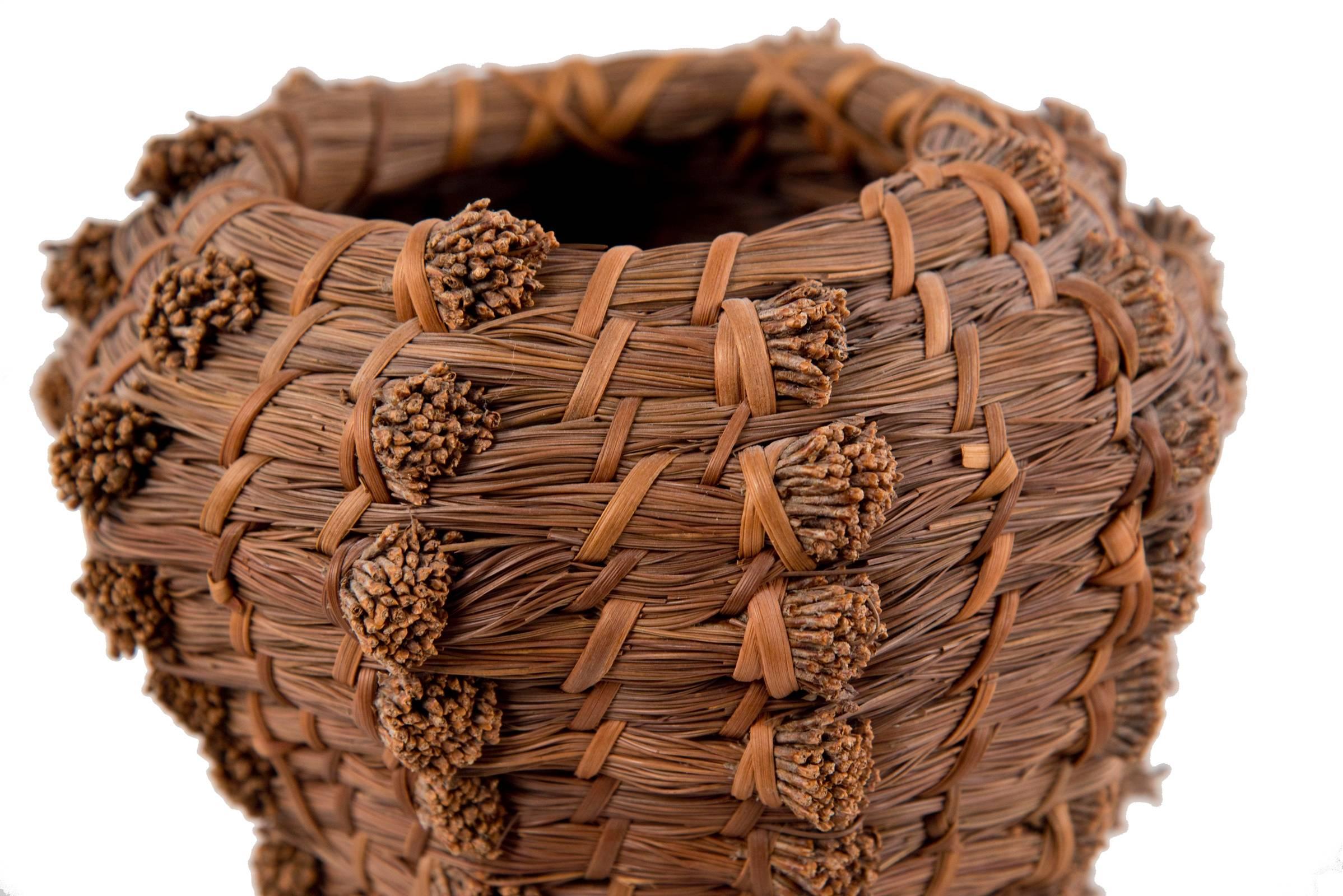 Native American Pagago Coiled Pine Needle Basket