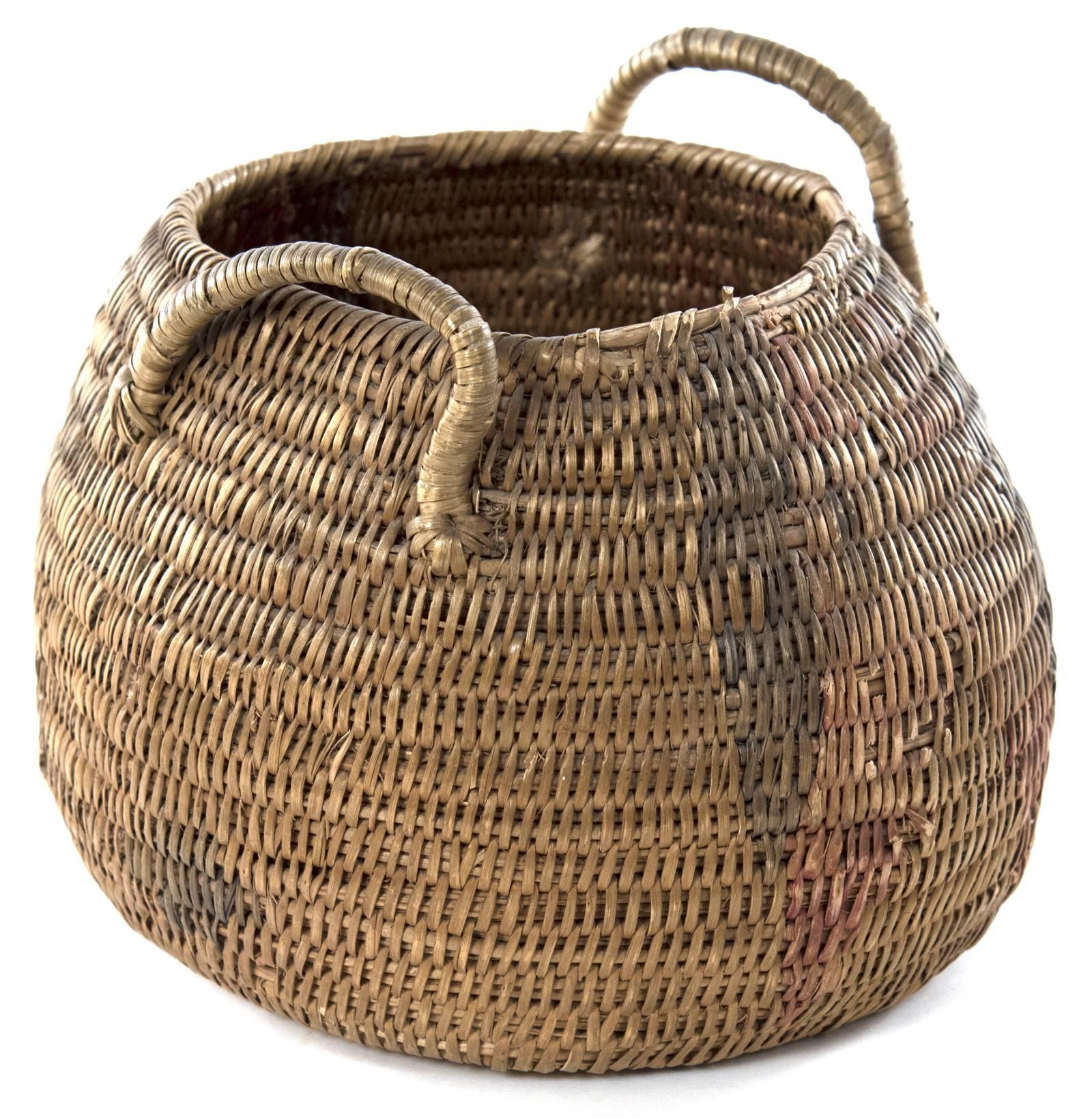 Woven Twined Native American Handled Basket