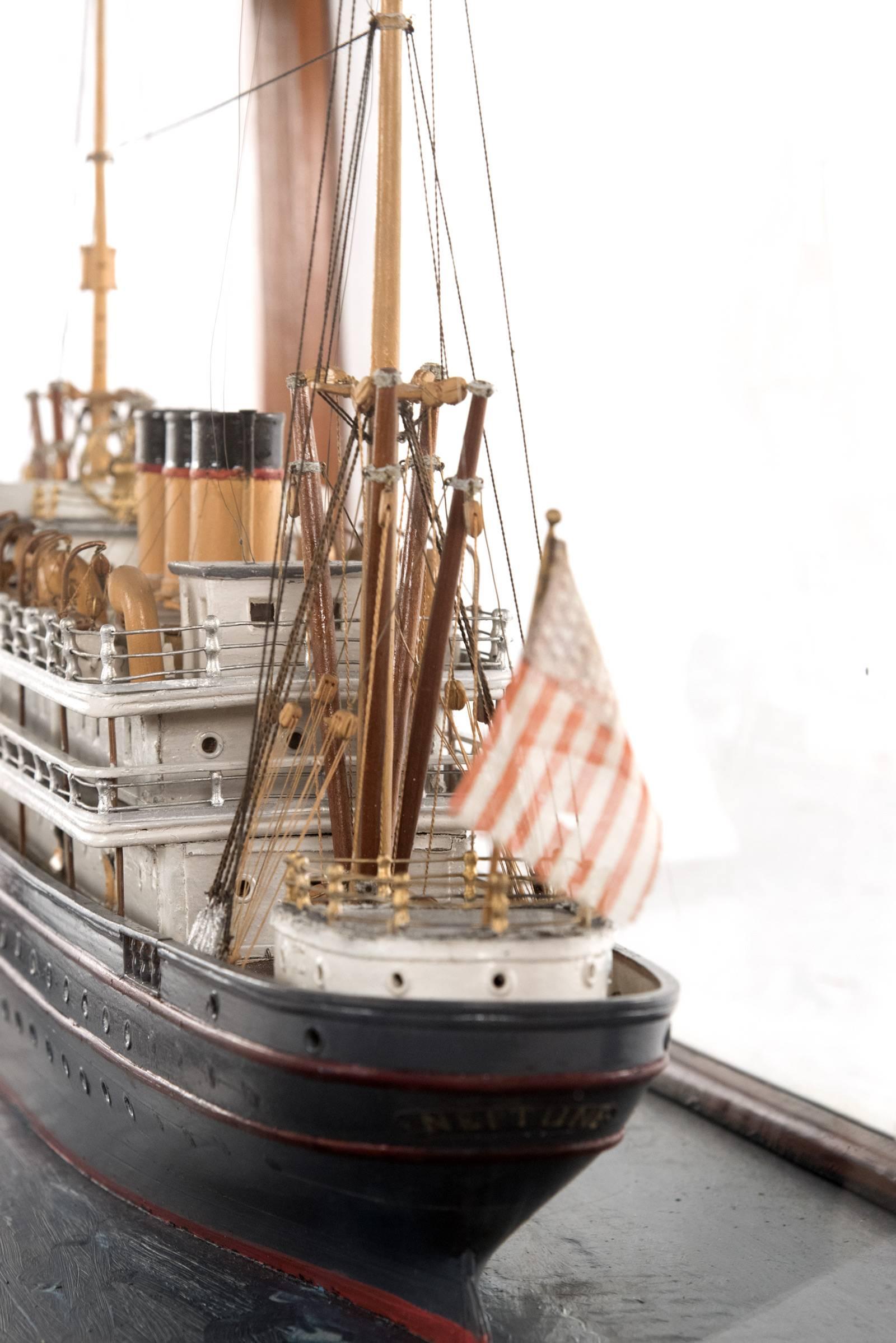 Glass Cased Wooden Model of the Neptune For Sale