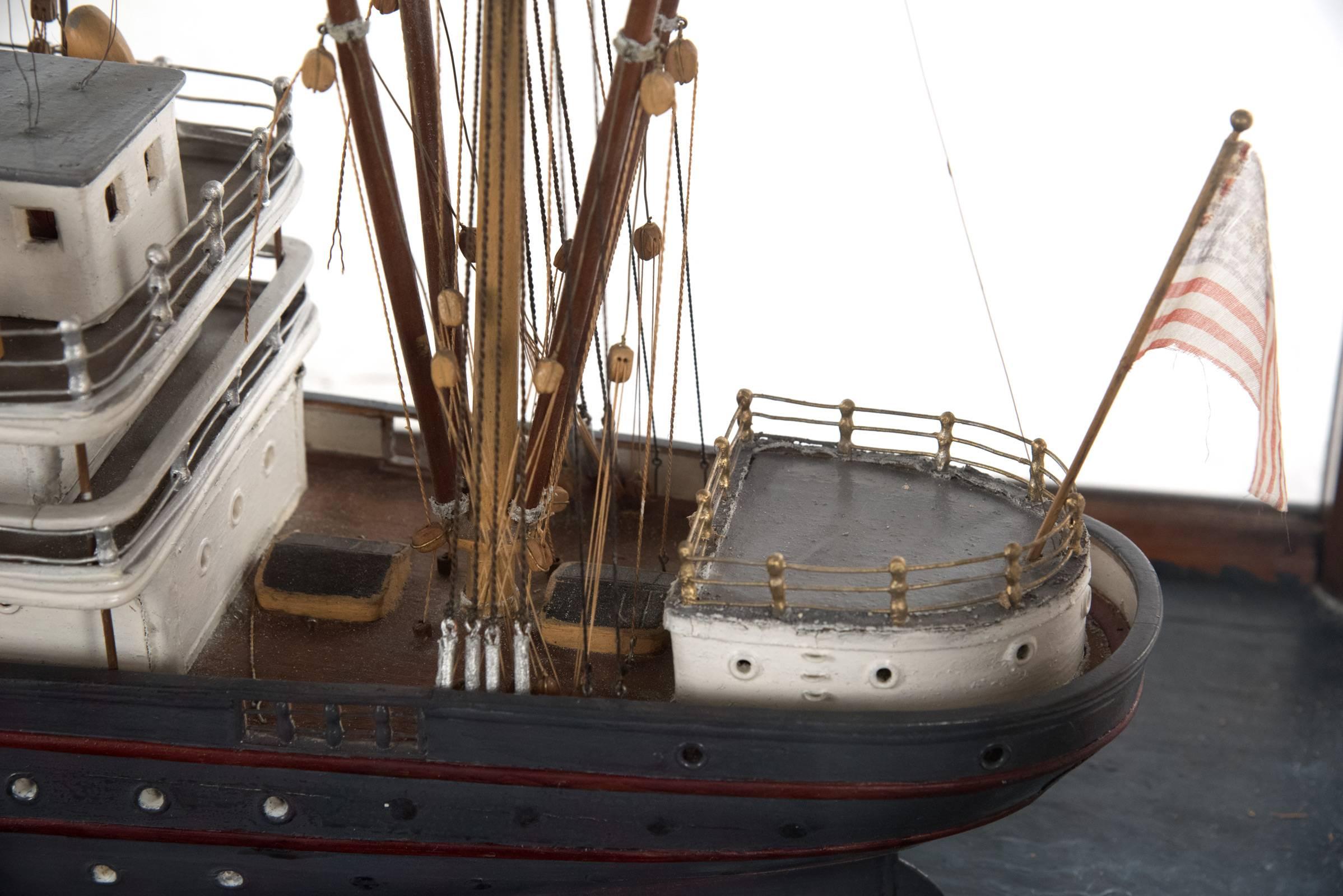 Cased Wooden Model of the Neptune In Fair Condition For Sale In Salt Lake City, UT