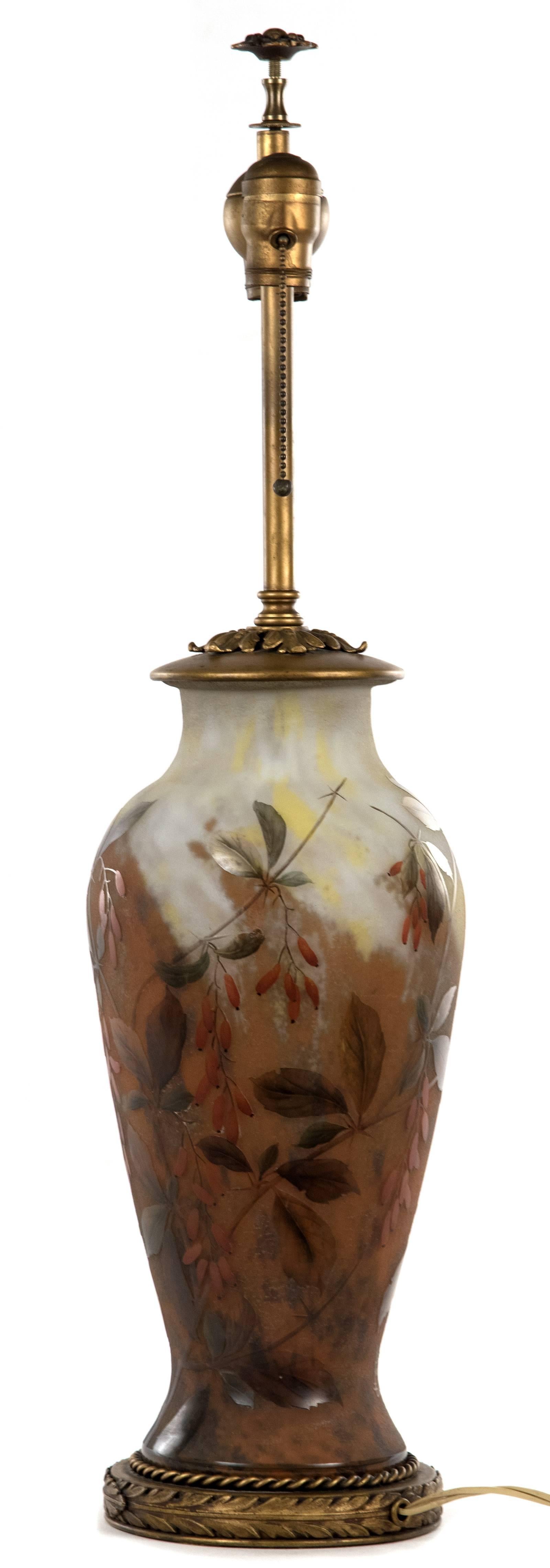 French 19th Century Polychrome Daum Cameo Glass Table Lamp