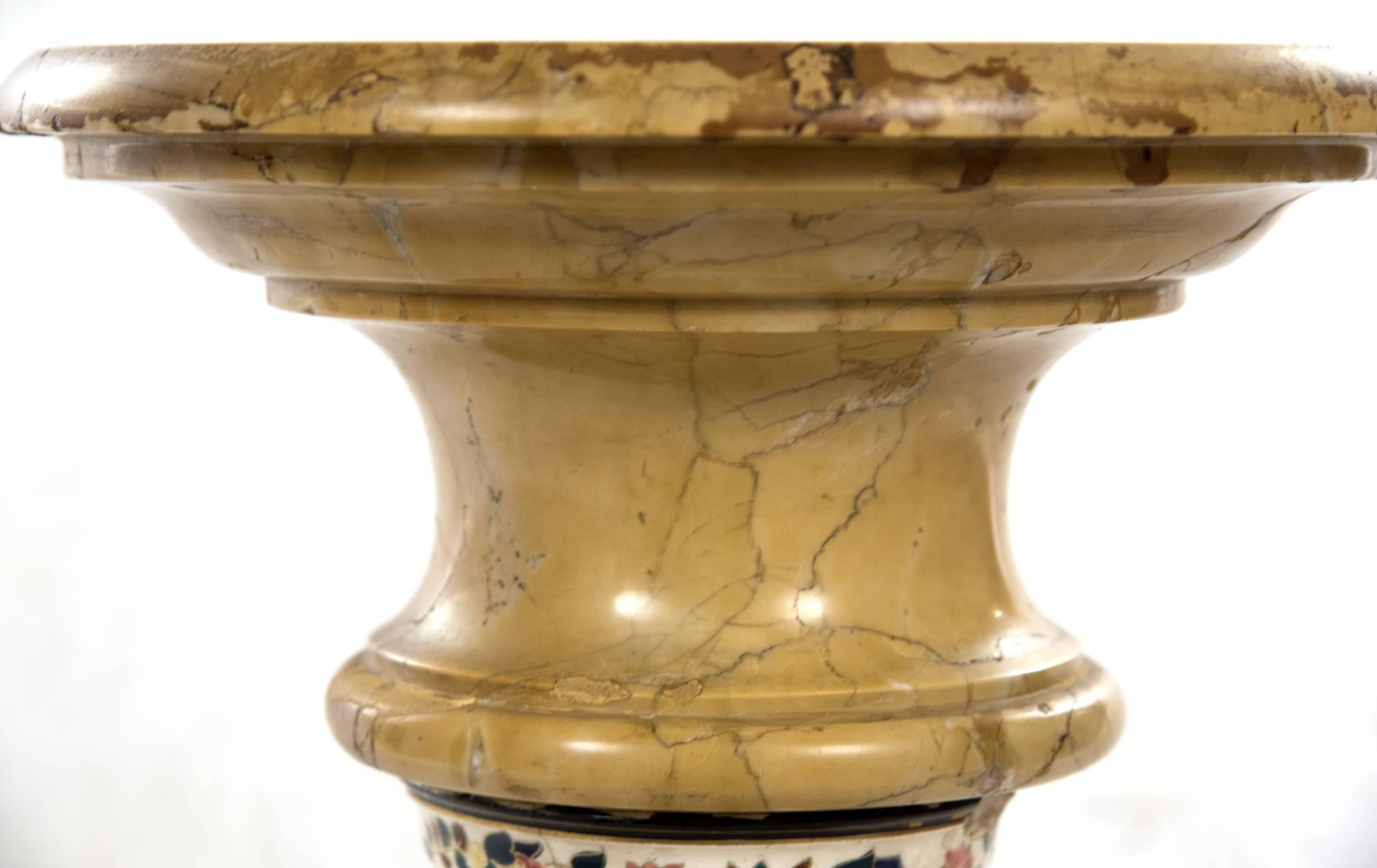 Pair of Marble and Enamel Pedestals 1