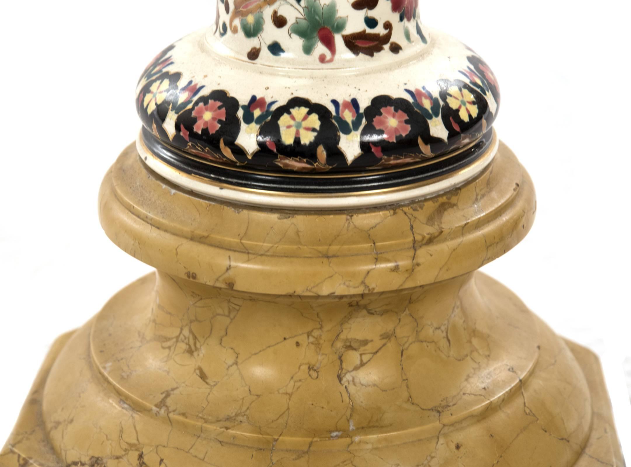 Pair of Marble and Enamel Pedestals 2