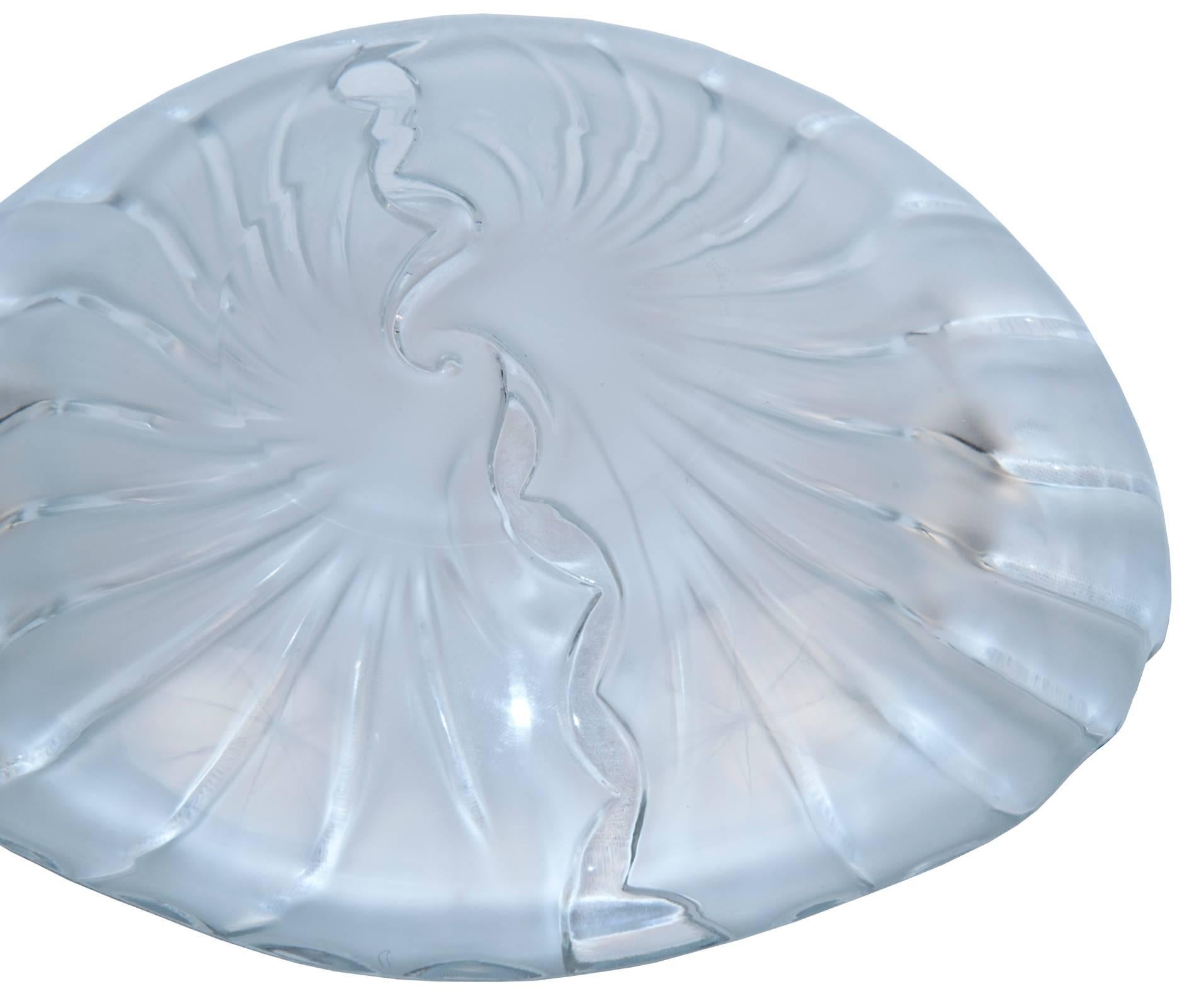 Schale aus mattiertem Kristall von Lalique im Art déco-Stil im Angebot 1