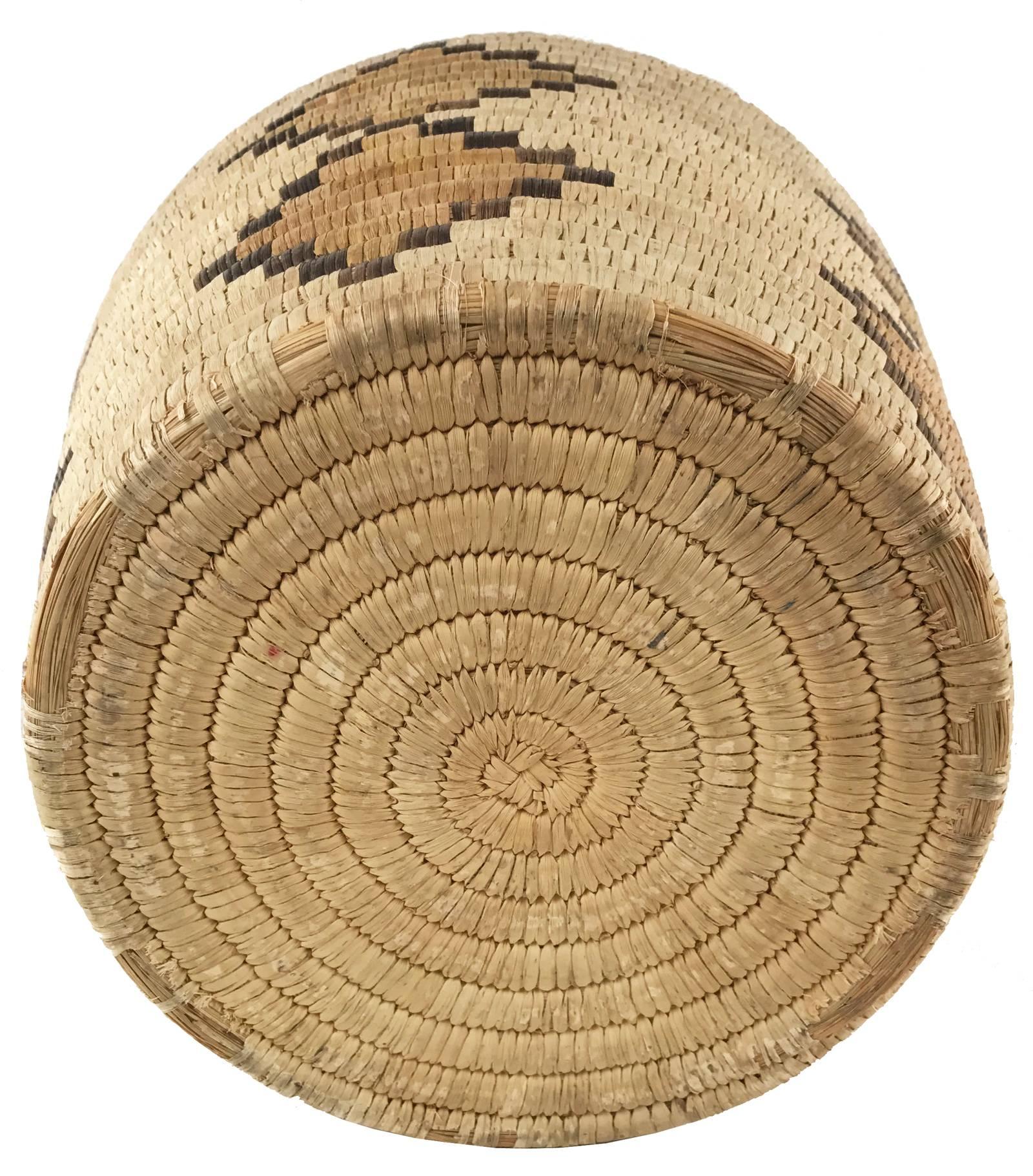 20th Century Twined Native American Basket with Diamond Motif