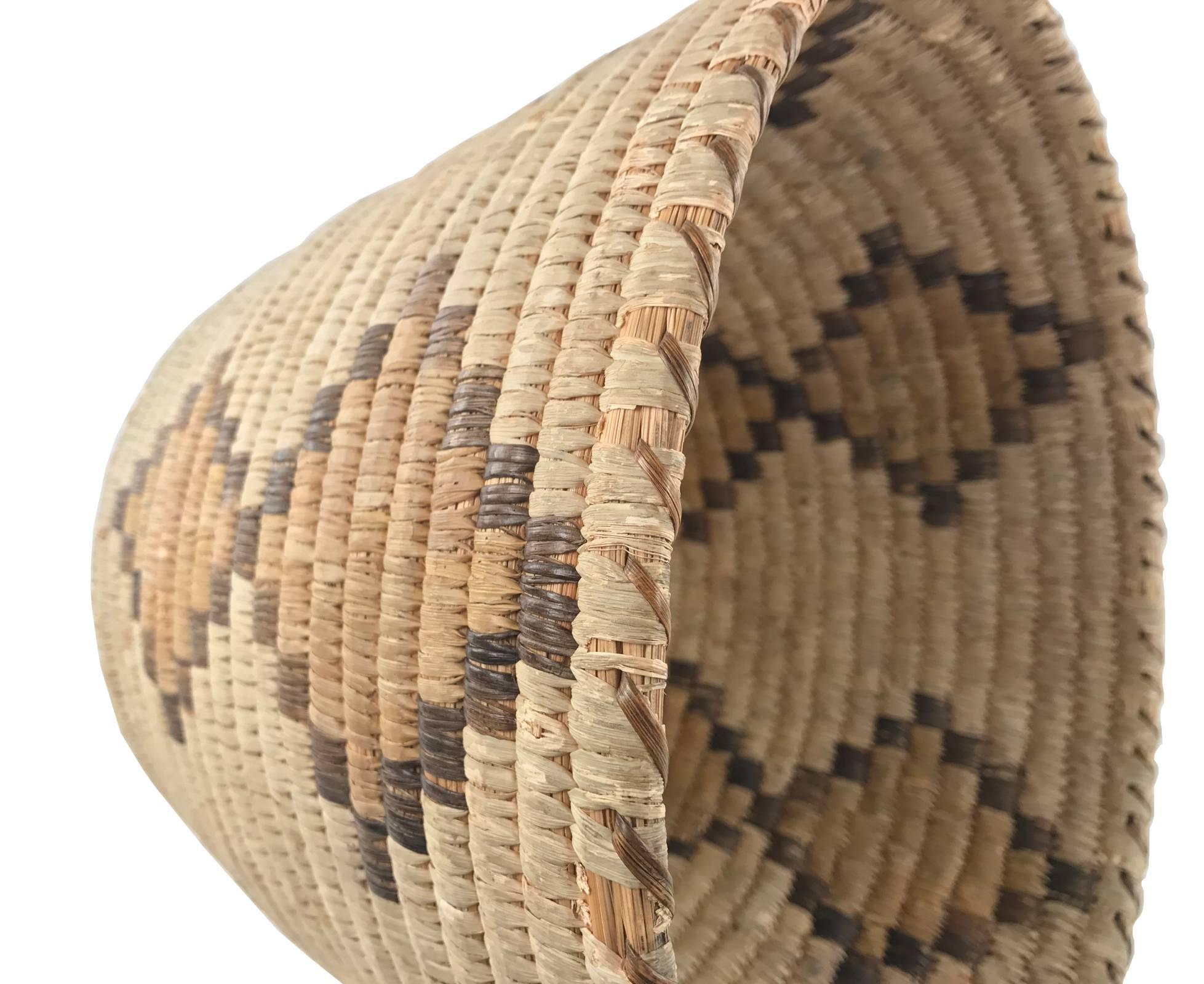 Twined Native American Basket with Diamond Motif 1