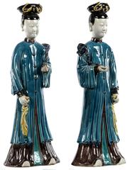 Pair of Porcelain Figurines of the Chinese Immortal God Lu