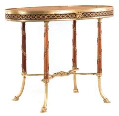 French Oval Marble Top Table with Hoof Feet