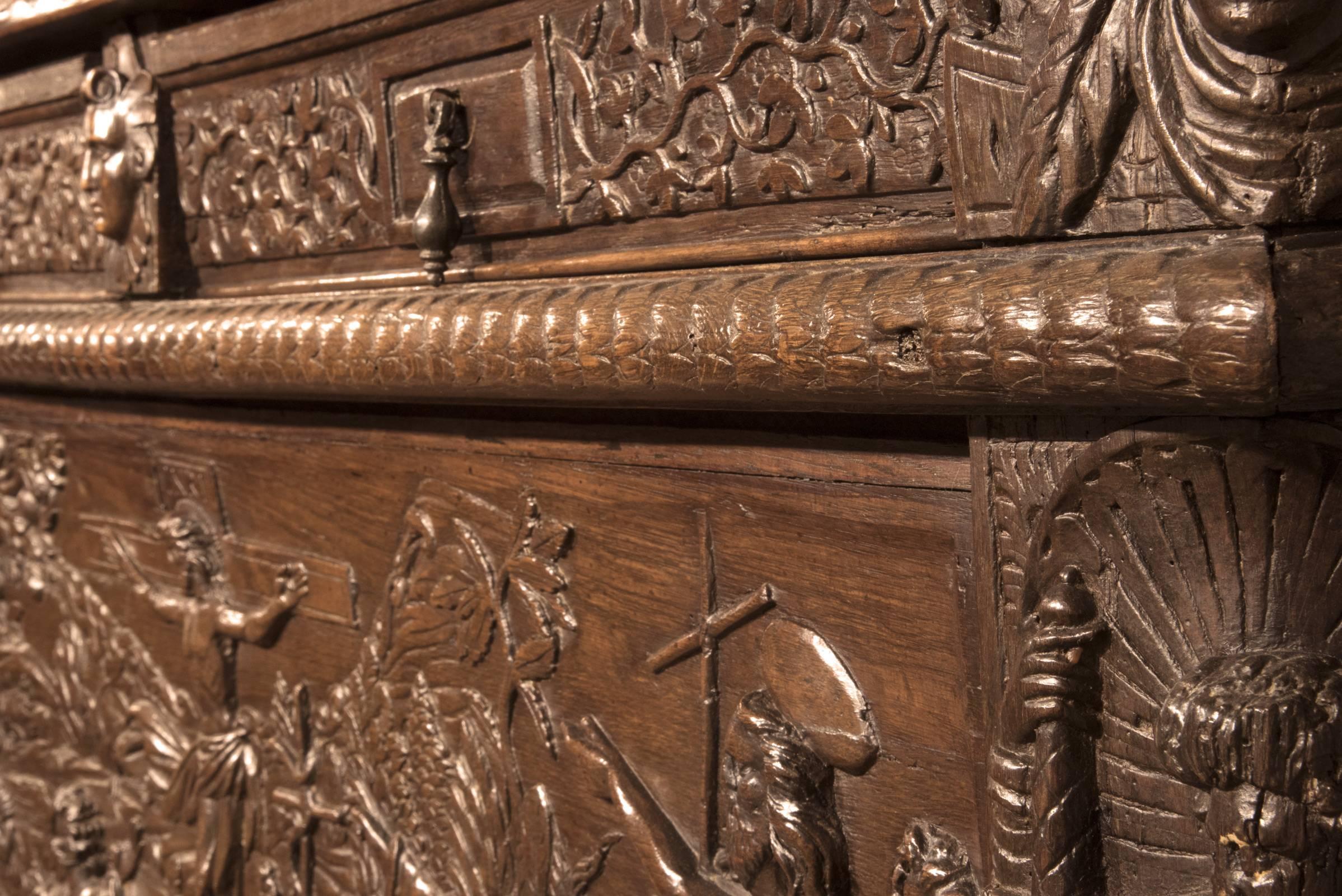European 18th Century Carved Oak Sideboard For Sale